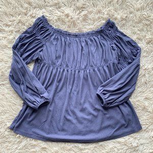 OFF-SHOULDER LONG SLEEVE - SMOCKED NECK TOP (NWOT)